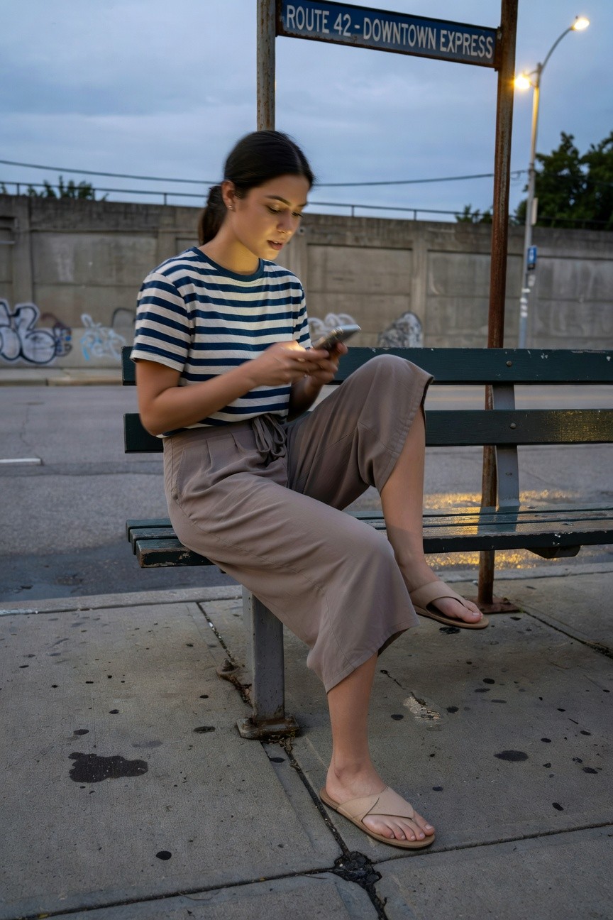 Striped Top and Wide-Leg Cropped Pants